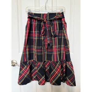 J.Crew Plaid Tartan Tiered Midi Skirt | Size 4 |Holiday Christmas Preppy Classic